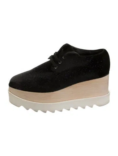 Pre-owned Stella Mccartney Velvet Graphic Print Sneakers In Black