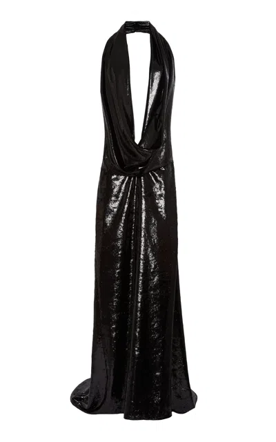Stella Mccartney Velvet Halter Gown In Black