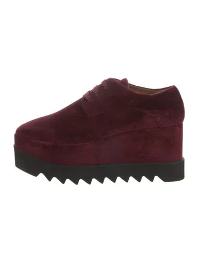 Pre-owned Stella Mccartney Velvet Oxfords In Burgundy