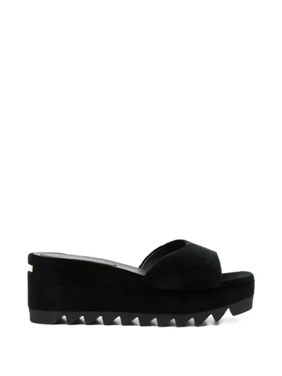 Stella Mccartney Velvet Platform Sandals In Black