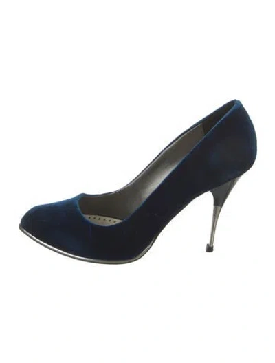 Pre-owned Stella Mccartney Velvet Pumps In Blue