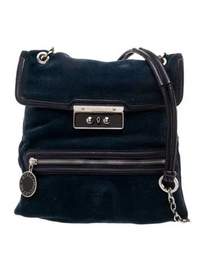Pre-owned Stella Mccartney Velvet Shoulder Bag In Blue