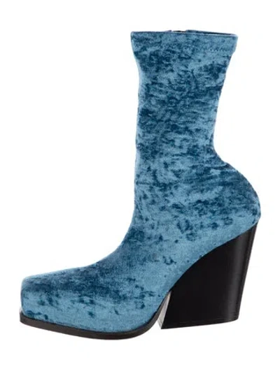 Pre-owned Stella Mccartney Velvet Sock Boots In Blue