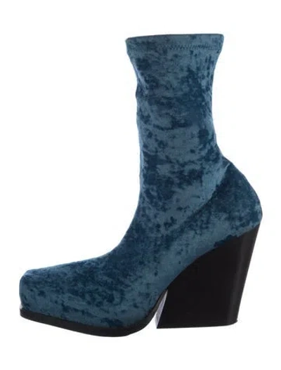 Pre-owned Stella Mccartney Velvet Sock Boots In Blue