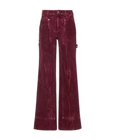 Stella Mccartney Velvet Straight Leg Jeans In Burgundy