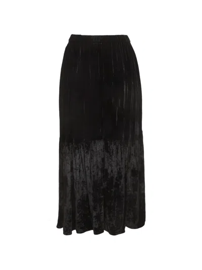Pre-owned Stella Mccartney Velvet Tiered Midi Skirt In Black