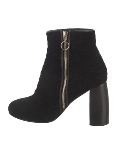 Pre-owned Stella Mccartney Velvet Tweed Pattern Boots In Black