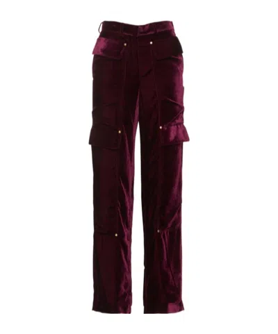 Stella Mccartney Velvet Wide Leg Cargo Pants In Multi