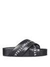 Stella Mccartney Vesta Eco Alt Logo Crisscross Sandals In Black