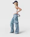 Stella Mccartney Vintage Wash Denim Cargo Jeans In Blue