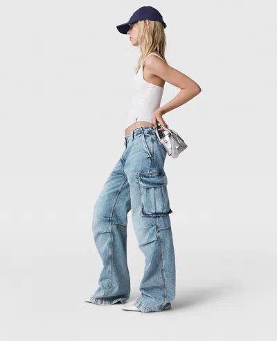 Stella Mccartney Vintage Wash Denim Cargo Jeans In Blue