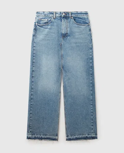 Stella Mccartney Vintage Wash Front Split Denim Skirt In Blue