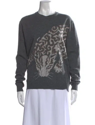Pre-owned Stella Mccartney Virgin Wool Animal Print Sweater In Gray
