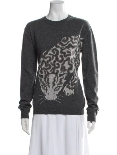 Pre-owned Stella Mccartney Virgin Wool Animal Print Sweater In Grey