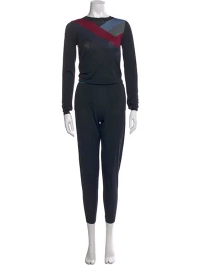 Pre-owned Stella Mccartney Virgin Wool Bateau Neckline Jumpsuit In Blue