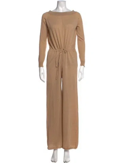 Pre-owned Stella Mccartney Virgin Wool Bateau Neckline Jumpsuit In Neutrals
