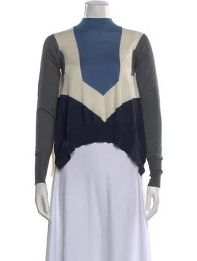 Pre-owned Stella Mccartney Virgin Wool Colorblock Pattern Sweater In Blue