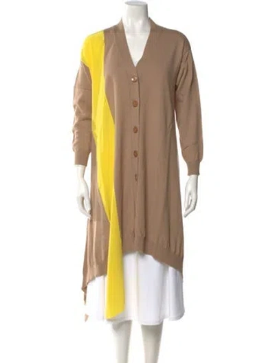 Pre-owned Stella Mccartney Virgin Wool Colorblock Pattern Sweater In Yellow