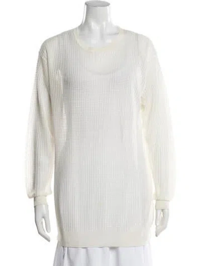 Pre-owned Stella Mccartney Virgin Wool Crew Neck Sweater In White