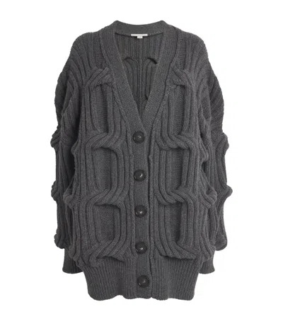 Stella Mccartney Virgin Wool Falabella Cardigan In Grey
