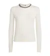 Stella Mccartney Falabella-chain Fine-knit Sweater In Beige