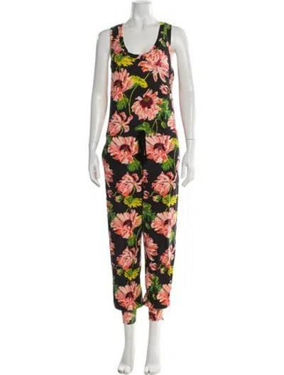 Pre-owned Stella Mccartney Virgin Wool Floral Print Jumpsuit In Pink