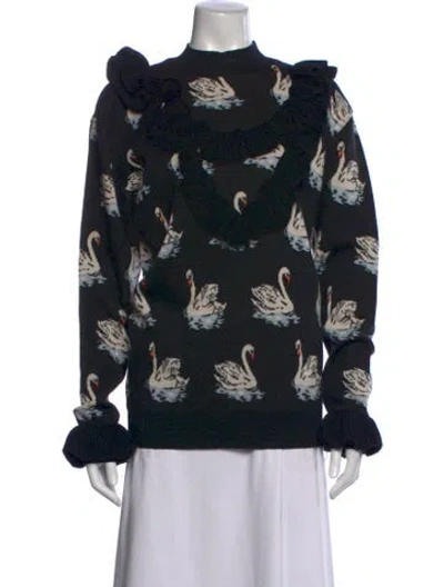 Pre-owned Stella Mccartney Virgin Wool Graphic Print Sweater In Black