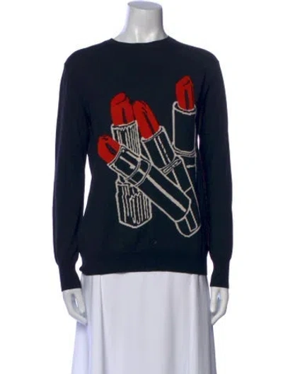 Pre-owned Stella Mccartney Virgin Wool Graphic Print Sweater In Blue