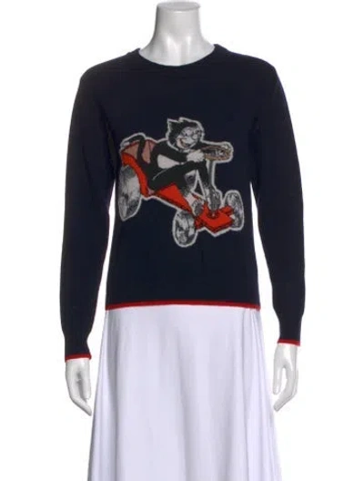 Pre-owned Stella Mccartney Virgin Wool Graphic Print Sweater In Blue