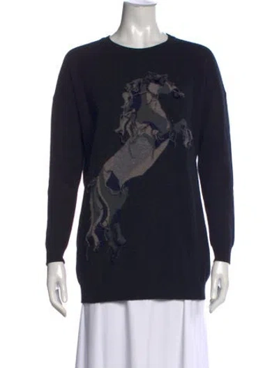Pre-owned Stella Mccartney Virgin Wool Graphic Print Sweater In Blue