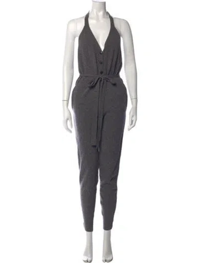 Pre-owned Stella Mccartney Virgin Wool Halterneck Jumpsuit In Grey
