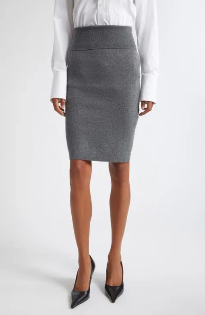 Stella Mccartney High-waist Knitted Pencil Skirt In Gray