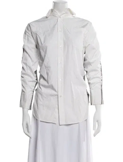 Pre-owned Stella Mccartney Virgin Wool Long Sleeve Button-up Top In White