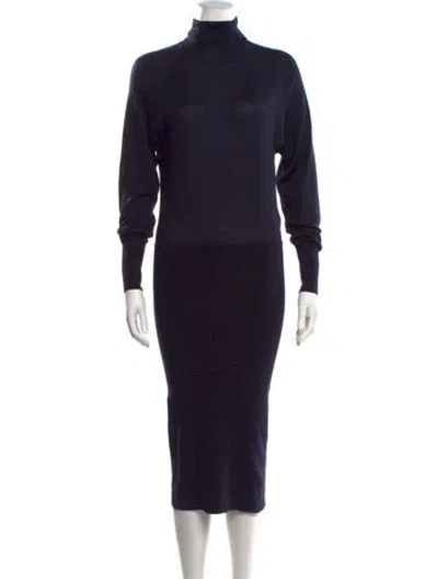 Pre-owned Stella Mccartney Virgin Wool Midi Length Dress In Black/blue