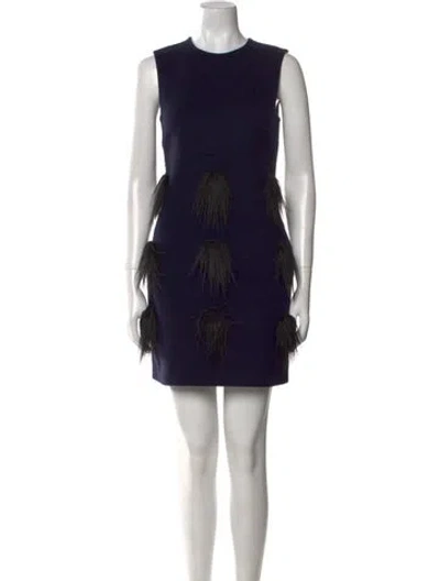 Pre-owned Stella Mccartney Virgin Wool Mini Dress In Blue
