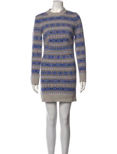 Pre-owned Stella Mccartney Virgin Wool Mini Dress In Blue/grey