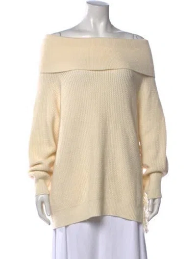 Pre-owned Stella Mccartney Virgin Wool Off-the-shoulder Sweater In Neutrals