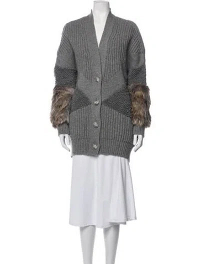Pre-owned Stella Mccartney Virgin Wool Open Front Sweater In Grey