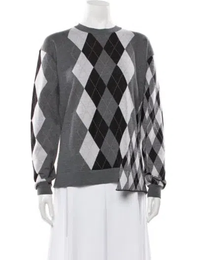 Pre-owned Stella Mccartney Virgin Wool Patterned Sweater In Grey