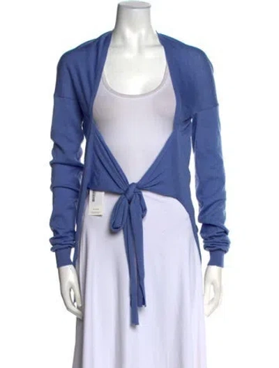 Pre-owned Stella Mccartney Virgin Wool Plunge Neckline Sweater In Blue