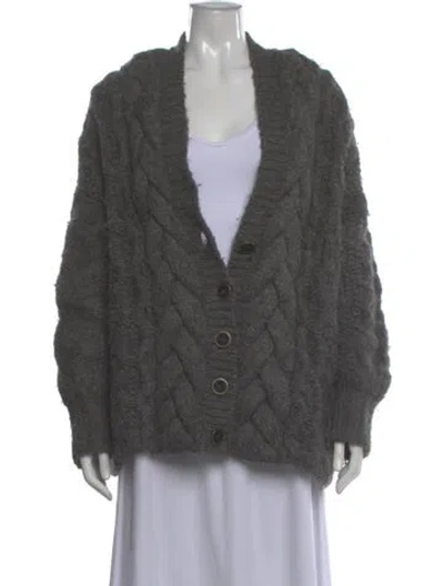 Pre-owned Stella Mccartney Virgin Wool Plunge Neckline Sweater In Gray
