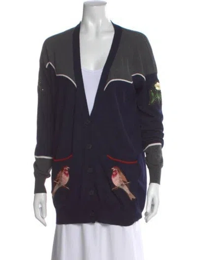 Pre-owned Stella Mccartney Virgin Wool Printed Sweater In Blue