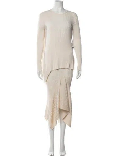 Pre-owned Stella Mccartney Virgin Wool Ruffle Embellishment Skirt Suit In Neutrals