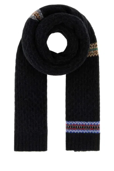 Stella Mccartney Virgin Wool Scarf In Slate Weave In Black