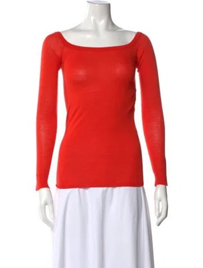 Pre-owned Stella Mccartney Virgin Wool Square Neckline Sweater W/ Tags In Orange