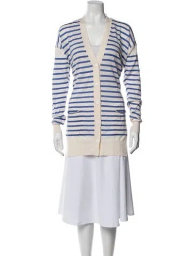 Pre-owned Stella Mccartney Virgin Wool Striped Sweater In White