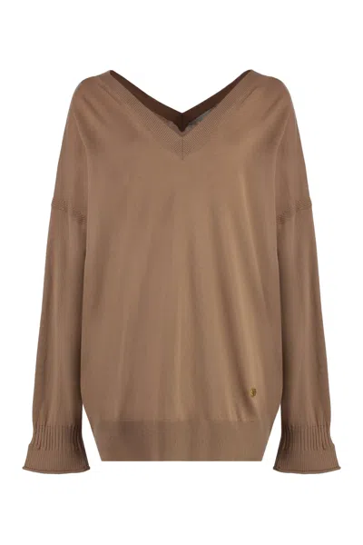 Stella Mccartney Long-sleeved Pullover Sweater In Brown