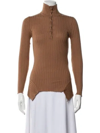 Pre-owned Stella Mccartney Virgin Wool Turtleneck Top In Brown