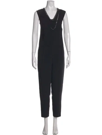 Pre-owned Stella Mccartney Virgin Wool V-neck Jumpsuit In Black