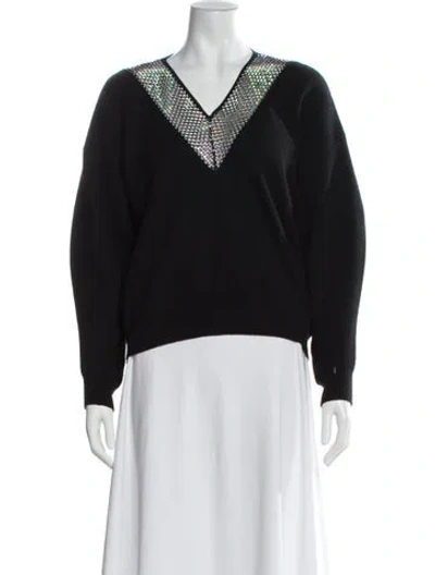 Pre-owned Stella Mccartney Virgin Wool V-neck Sweater In Black